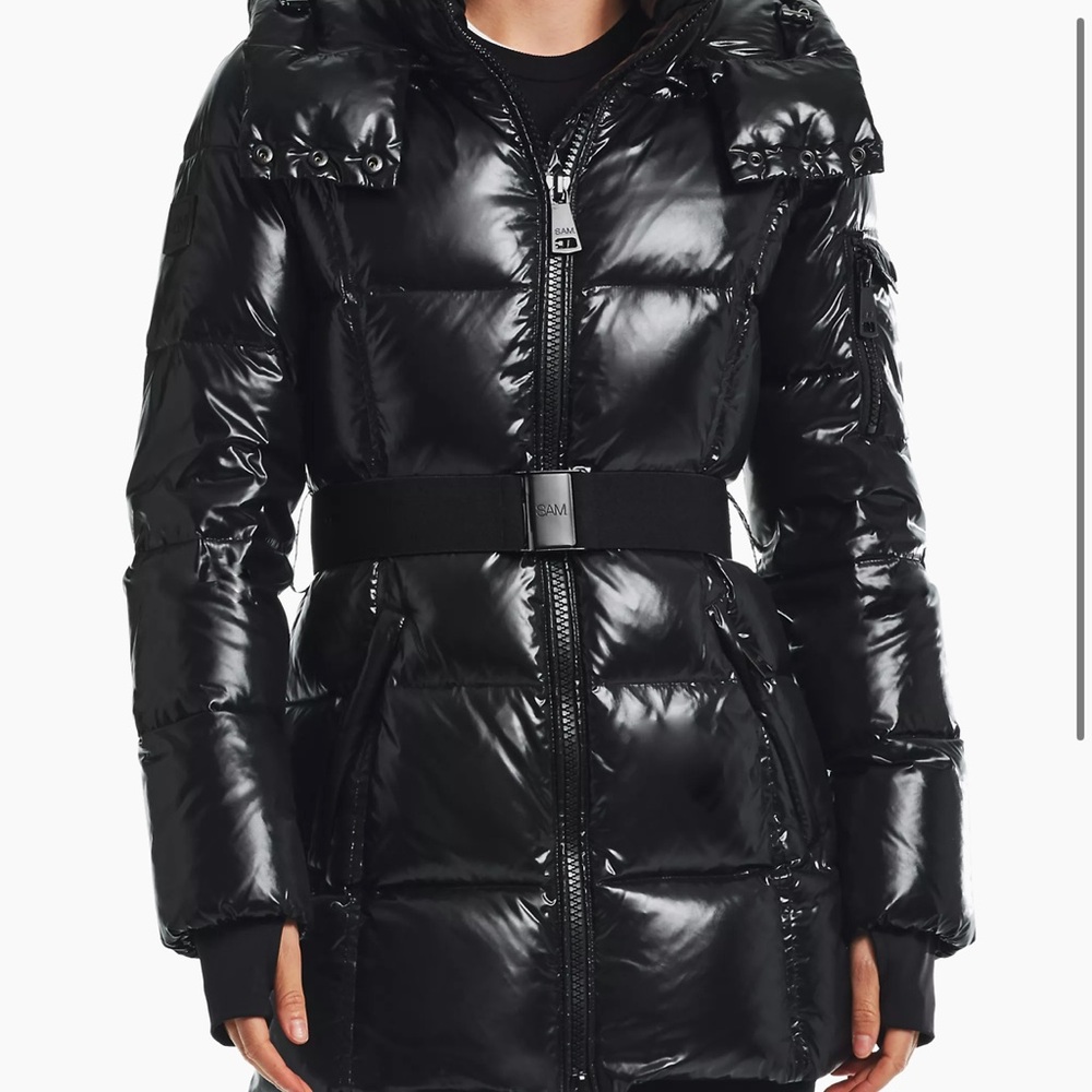 SAM NYC soho belted down mid length puffer jacket